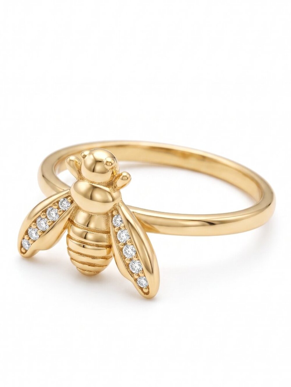 Honey Bee ring with gold finish, 925 Sterling Silver Charmed Aroma